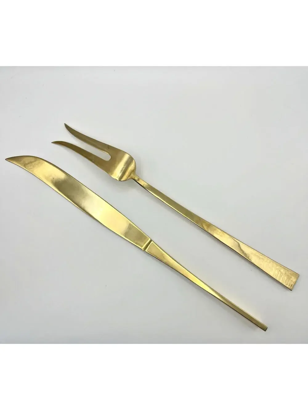 Vintage European MCM Brass Flatware Bernadotte Style Serving Fork &Knife 2830.0